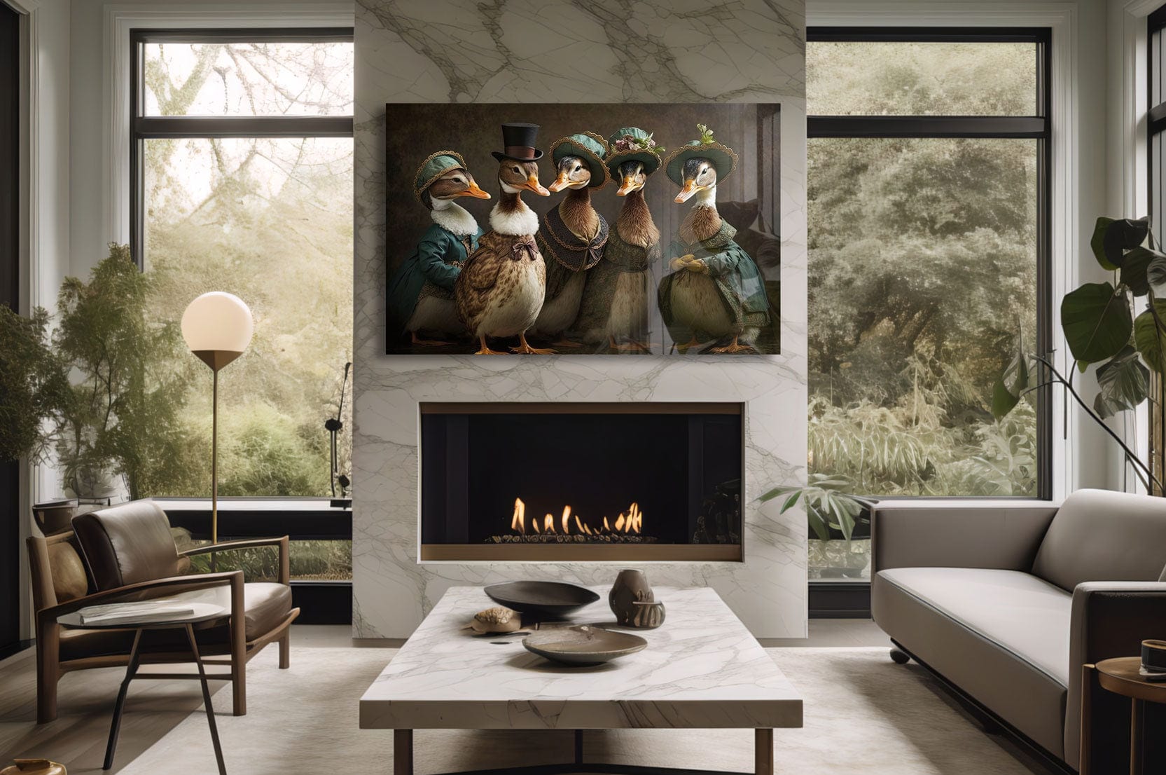 Artronauts Glass Print Duck Family