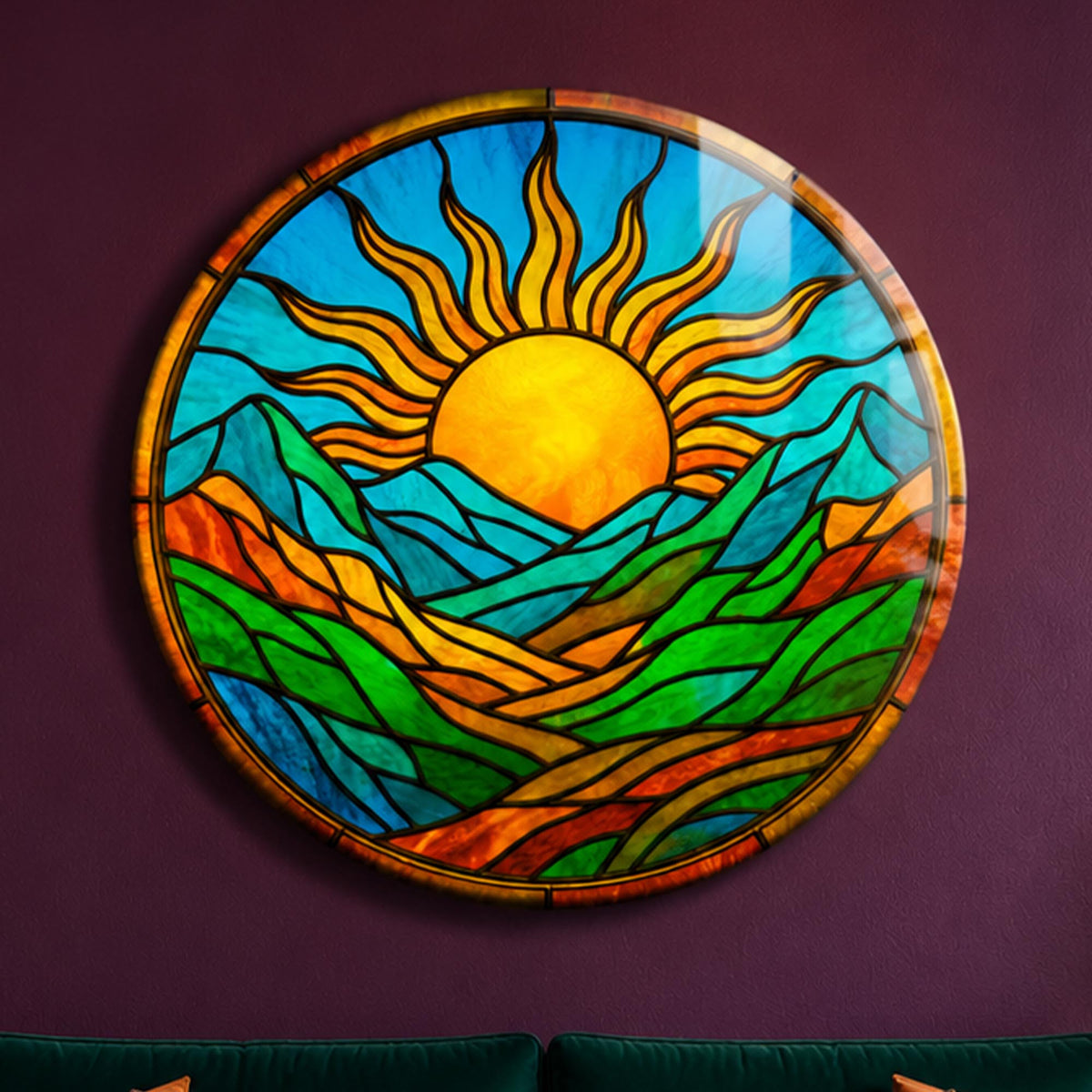 Sunlit Mountain Horizon in a modern room
