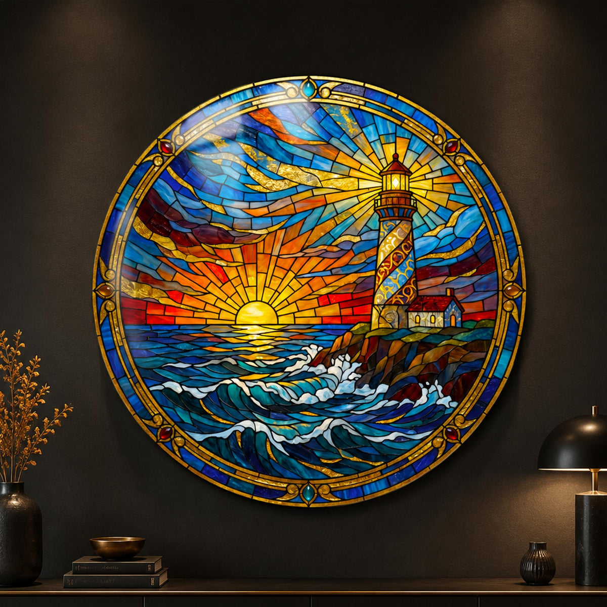 Sunset Lighthouse II in a modern room