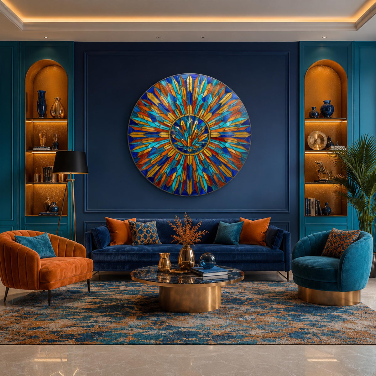 Prismatic Sunburst in a modern room
