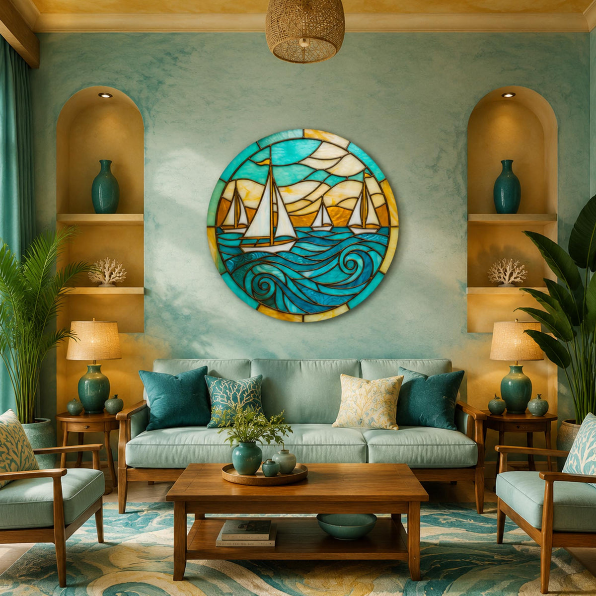 Turquoise Sailing Regatta in a modern room