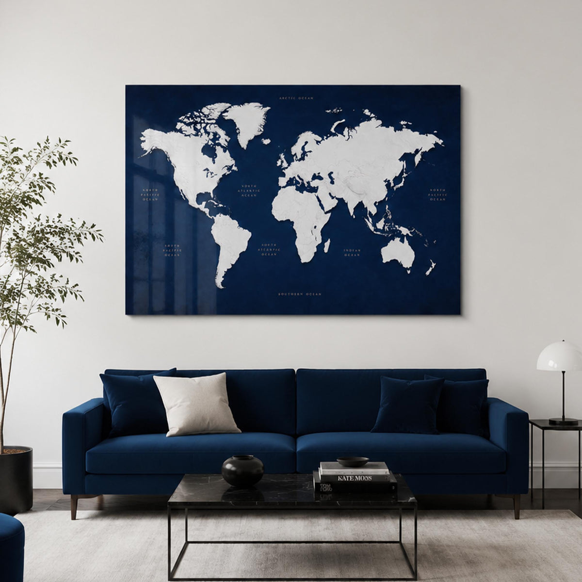 Navy World Map lifestyle view