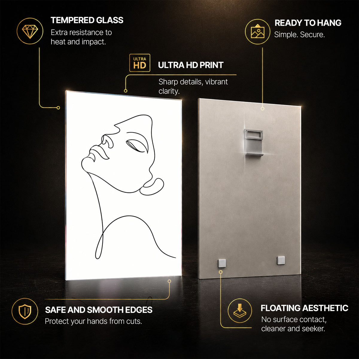 Serene Profile — tempered glass, ultra HD print, ready to hang