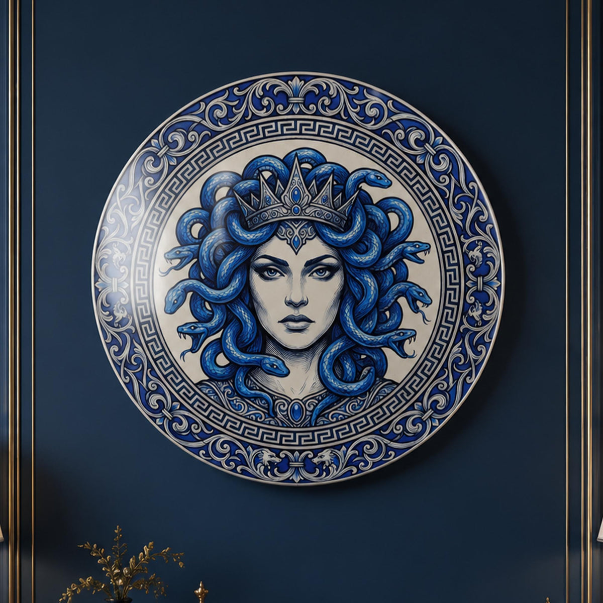 Sapphire Medusa — tempered glass, ultra HD print, ready to hang
