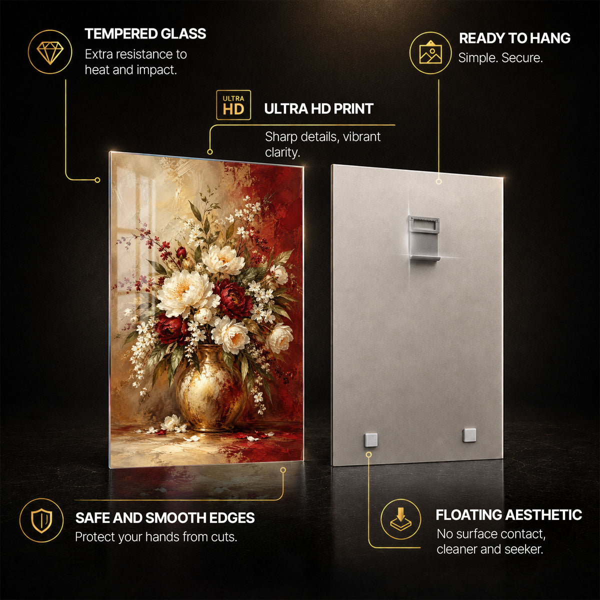 Swan And Blossom — tempered glass, ultra HD print, ready to hang