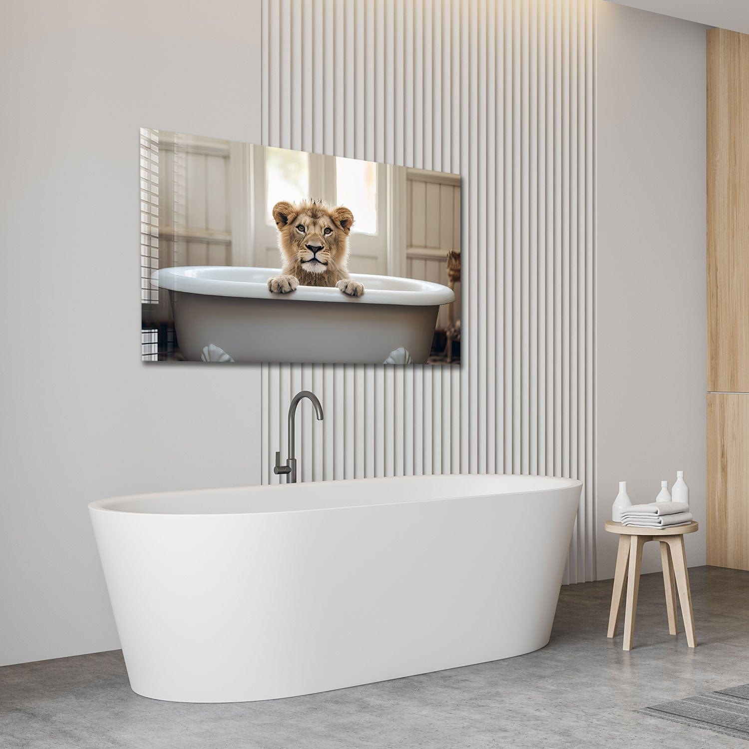 Artronauts Glass Print Bathtub Animal Lion II