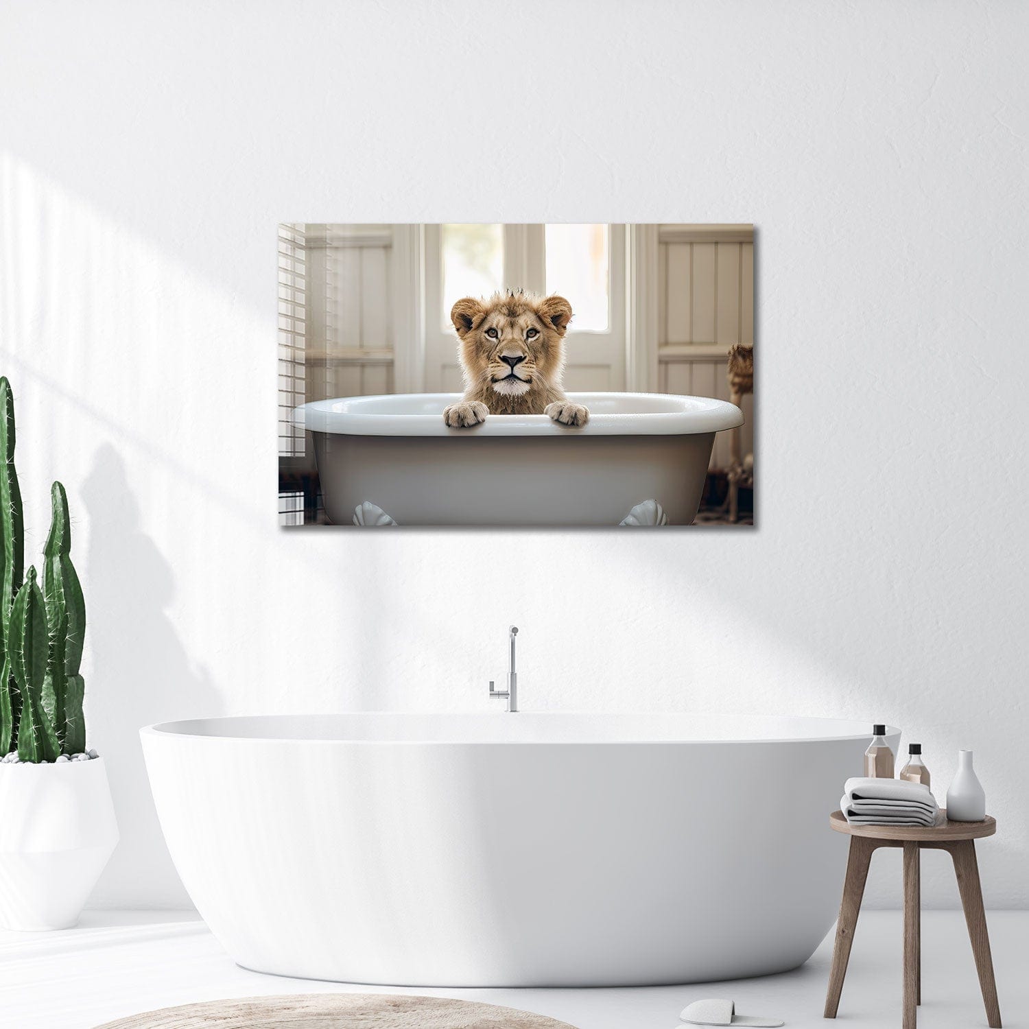 Artronauts Glass Print Bathtub Animal Lion II