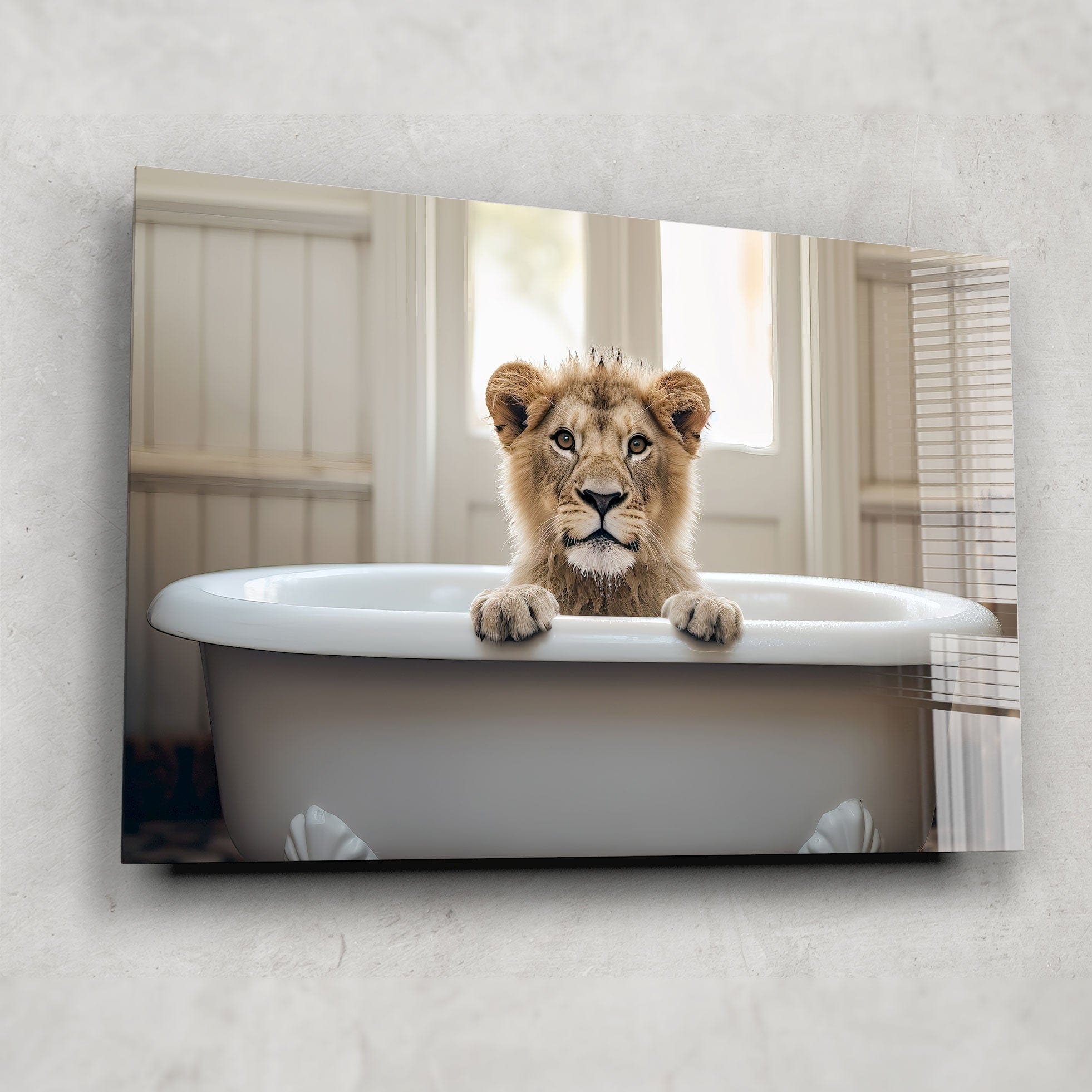 Artronauts Glass Print Bathtub Animal Lion II
