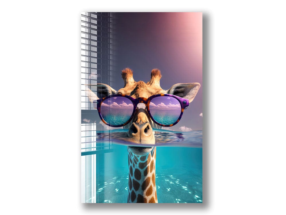 Artronauts Glass Print Giraffe on Holiday