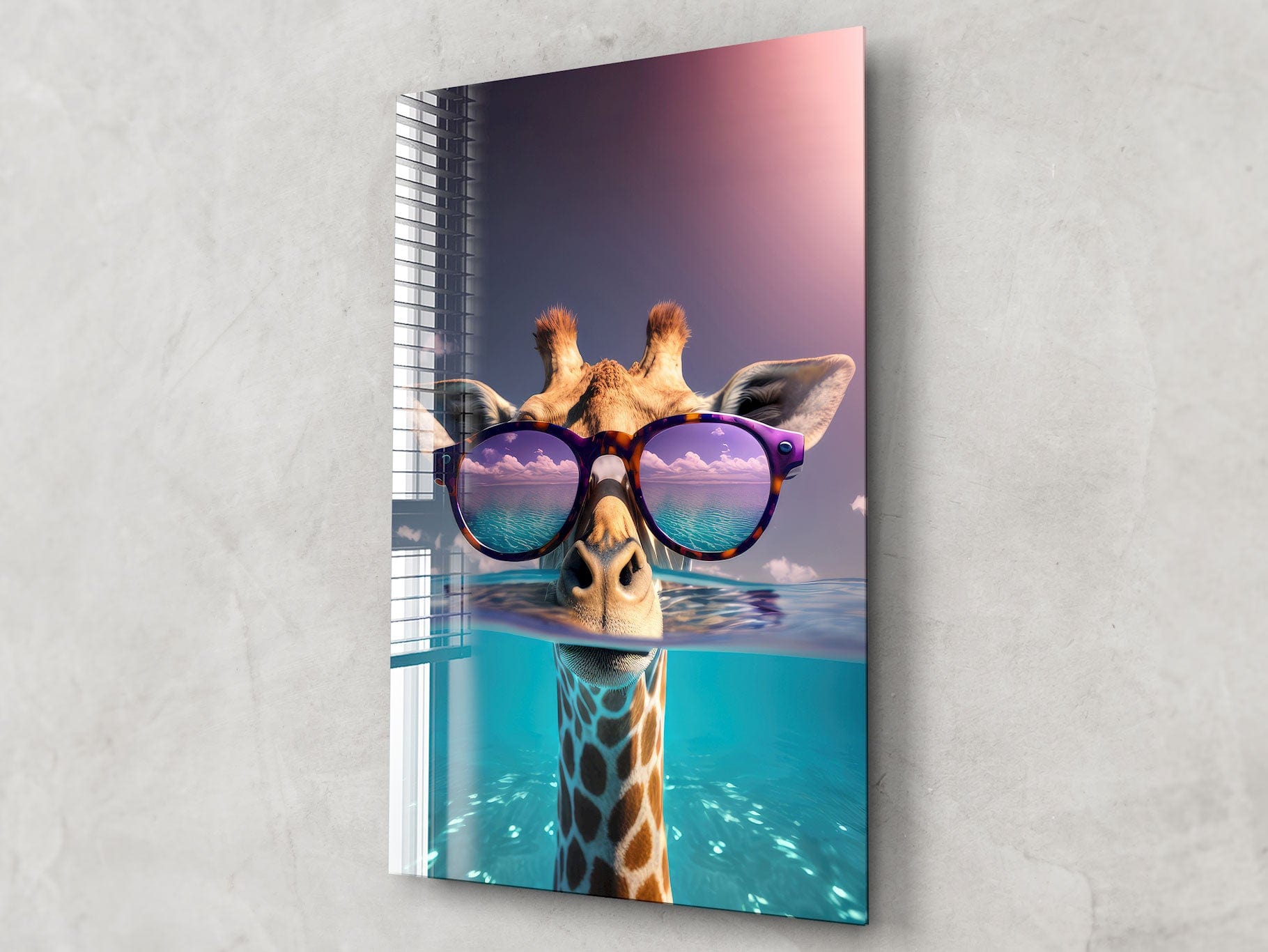 Artronauts Glass Print Giraffe on Holiday