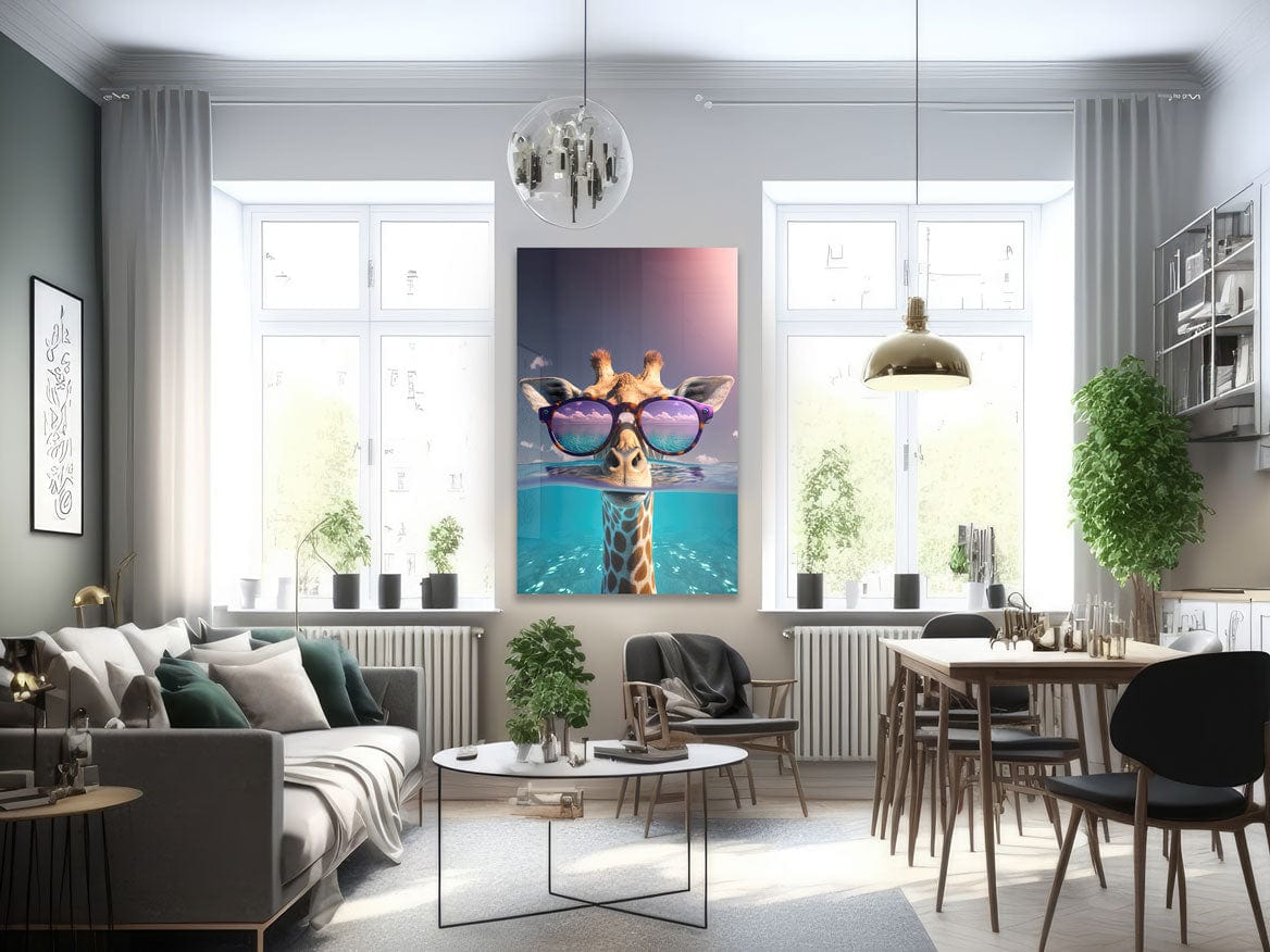 Artronauts Glass Print Giraffe on Holiday