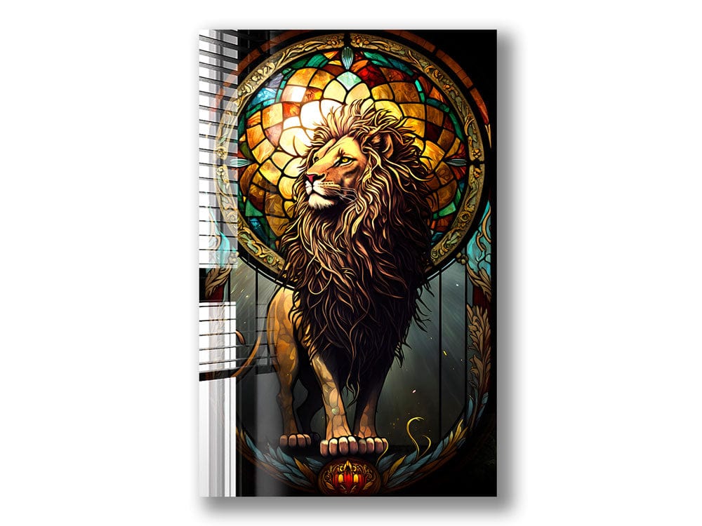 Artronauts Glass Print Lion Stained Glass Effect