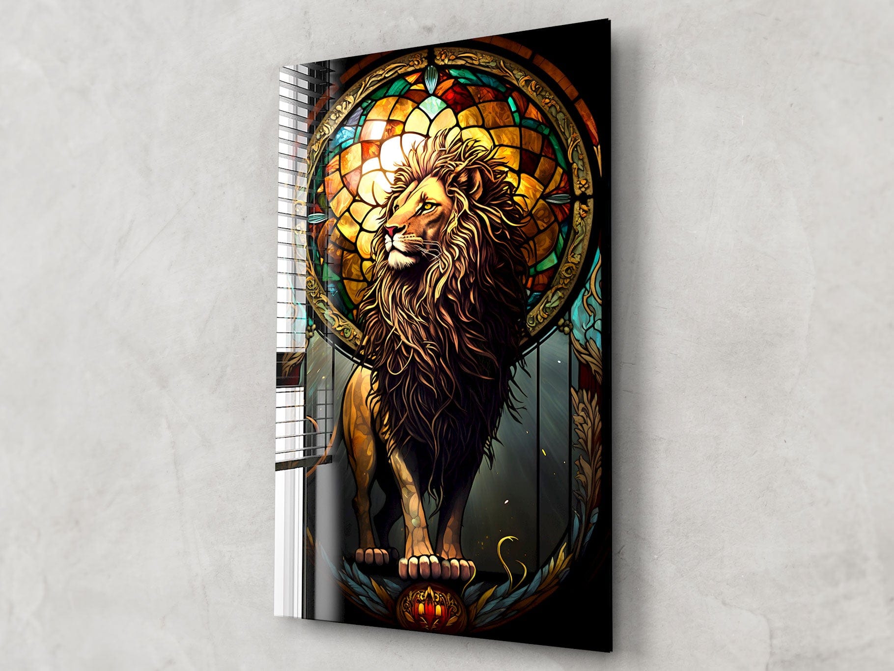 Artronauts Glass Print Lion Stained Glass Effect