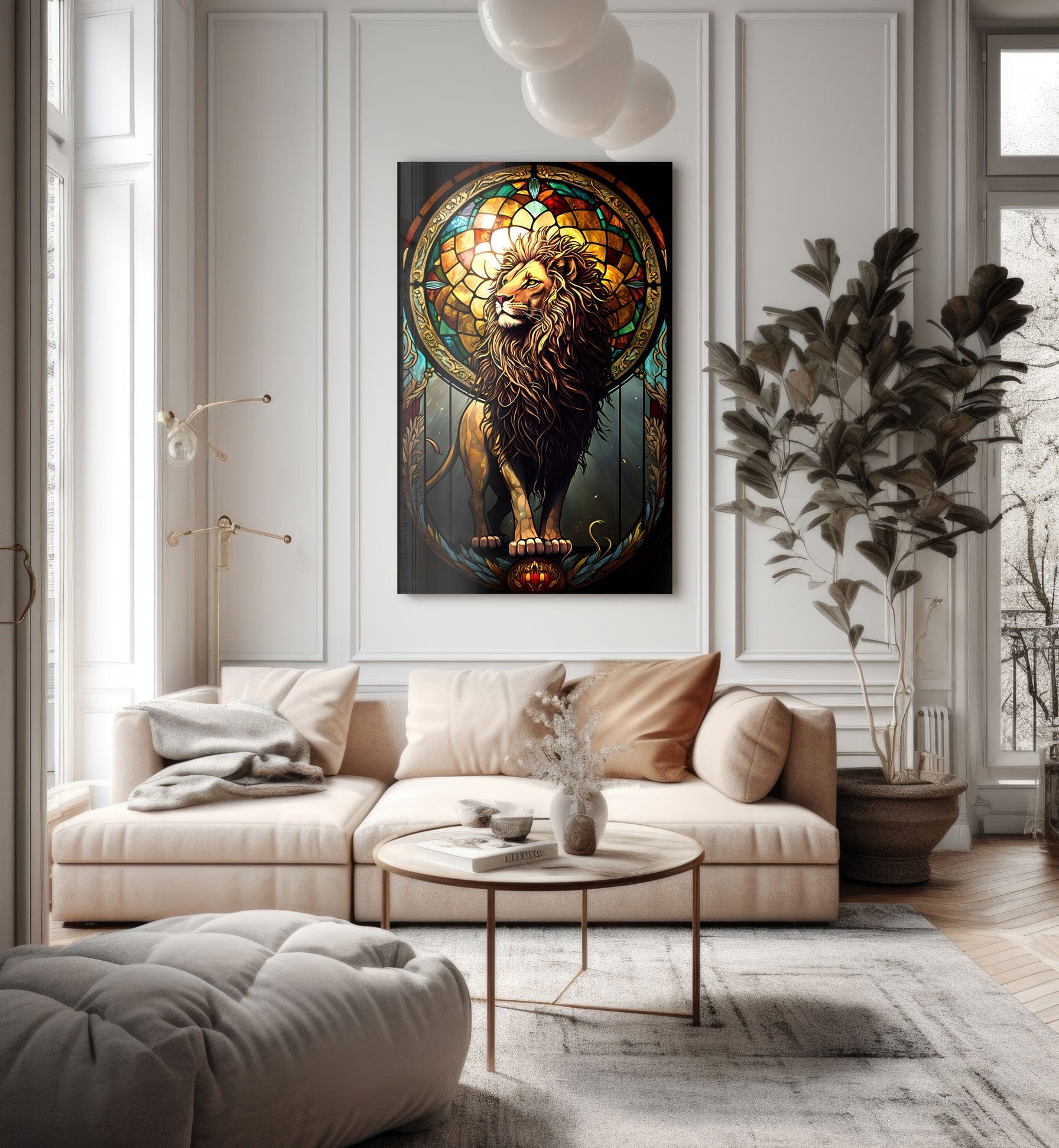 Artronauts Glass Print Lion Stained Glass Effect