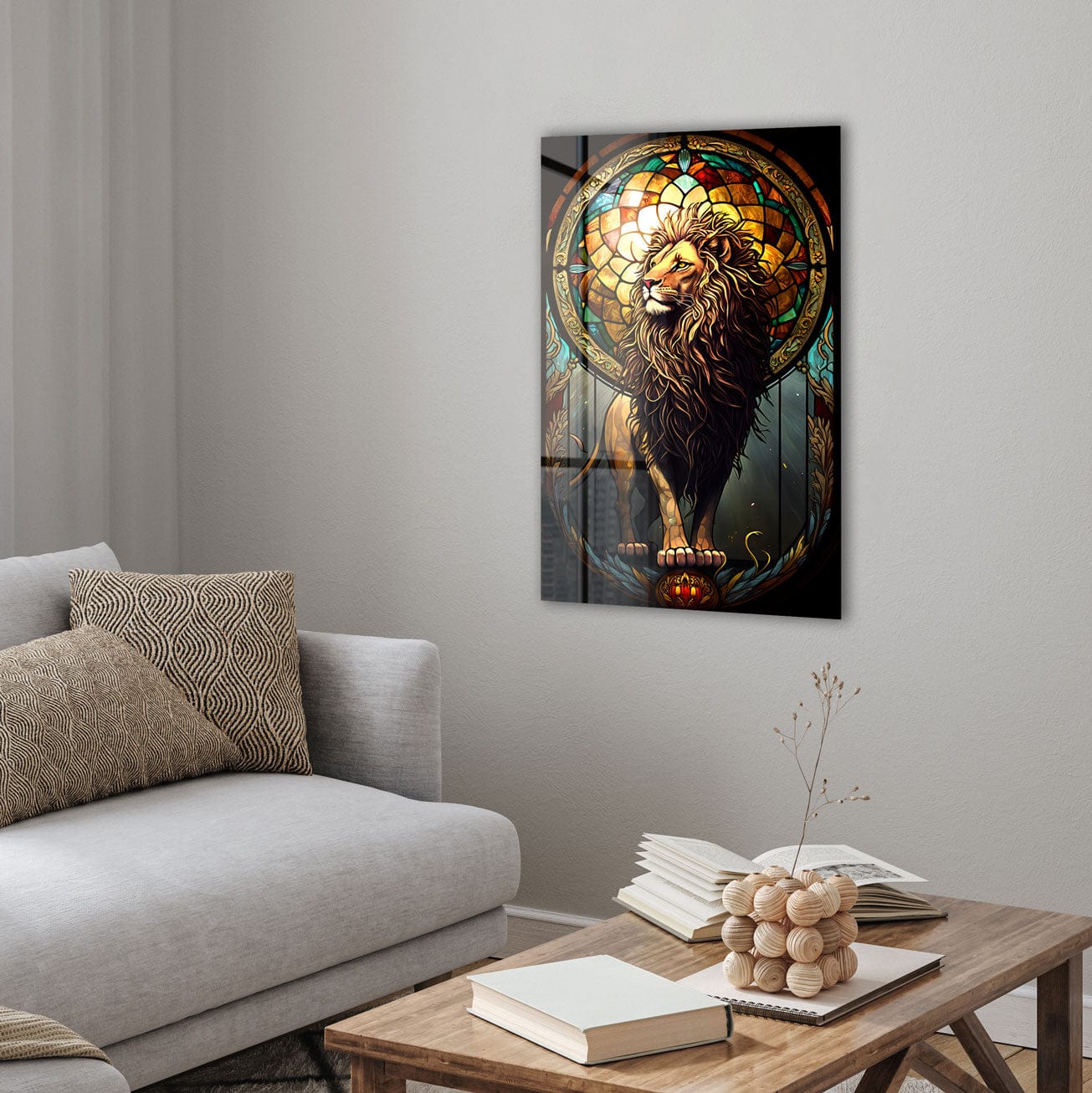 Artronauts Glass Print Lion Stained Glass Effect