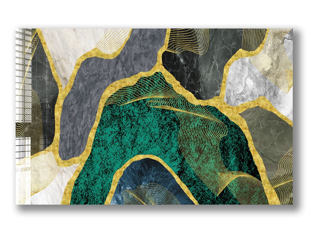 Artronauts Glass Print Green & Yellow Marble Design