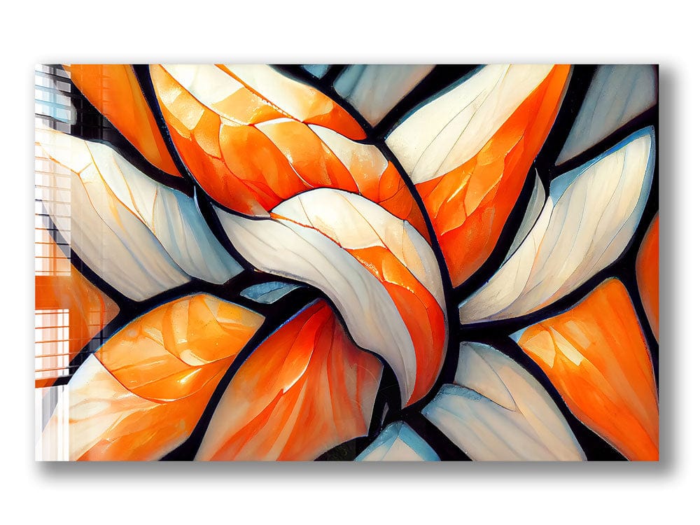 Artronauts Glass Print Orange & White Abstract