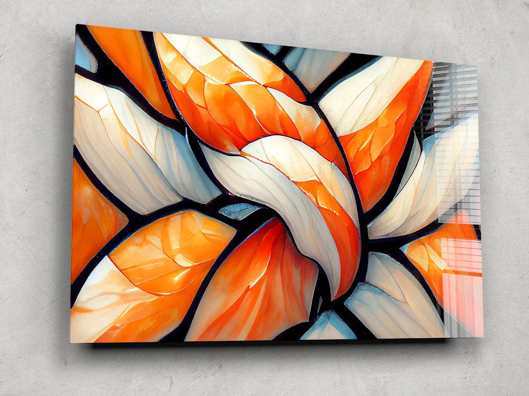 Artronauts Glass Print Orange & White Abstract