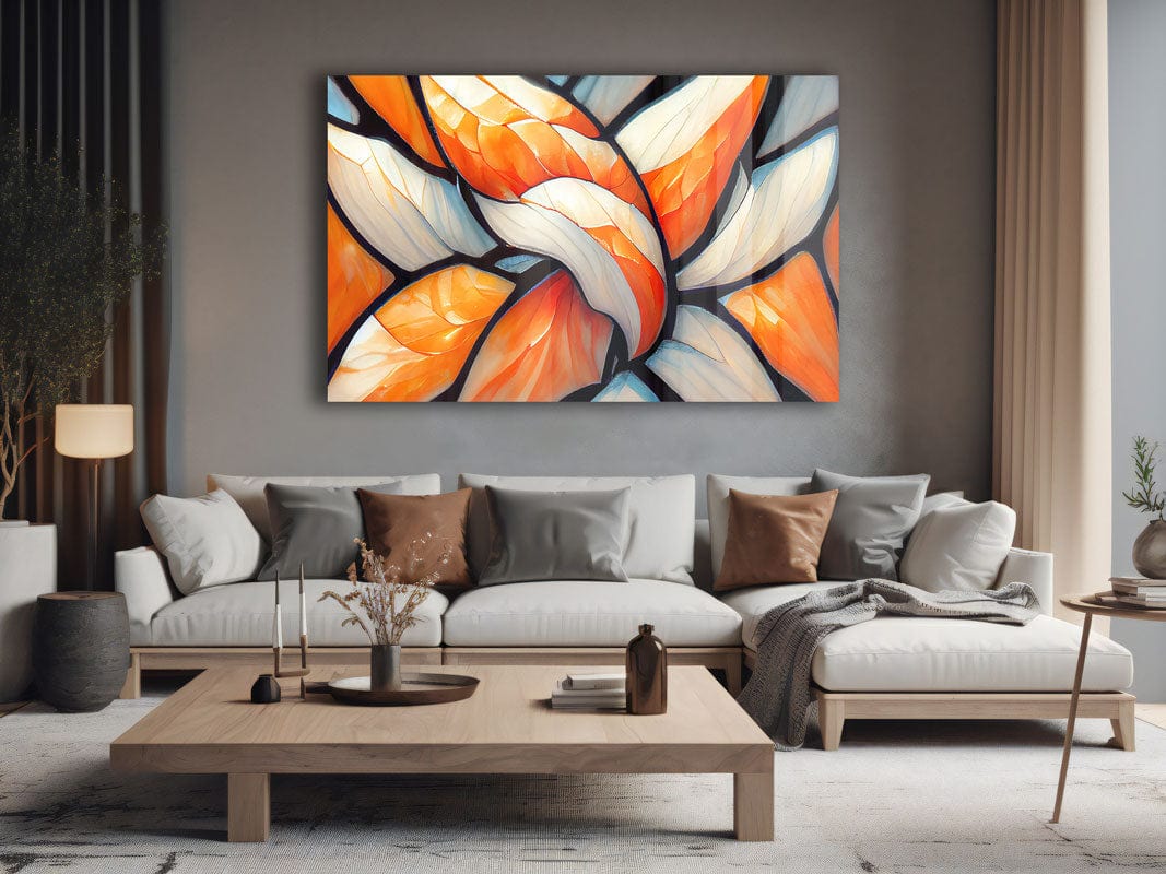 Artronauts Glass Print Orange & White Abstract