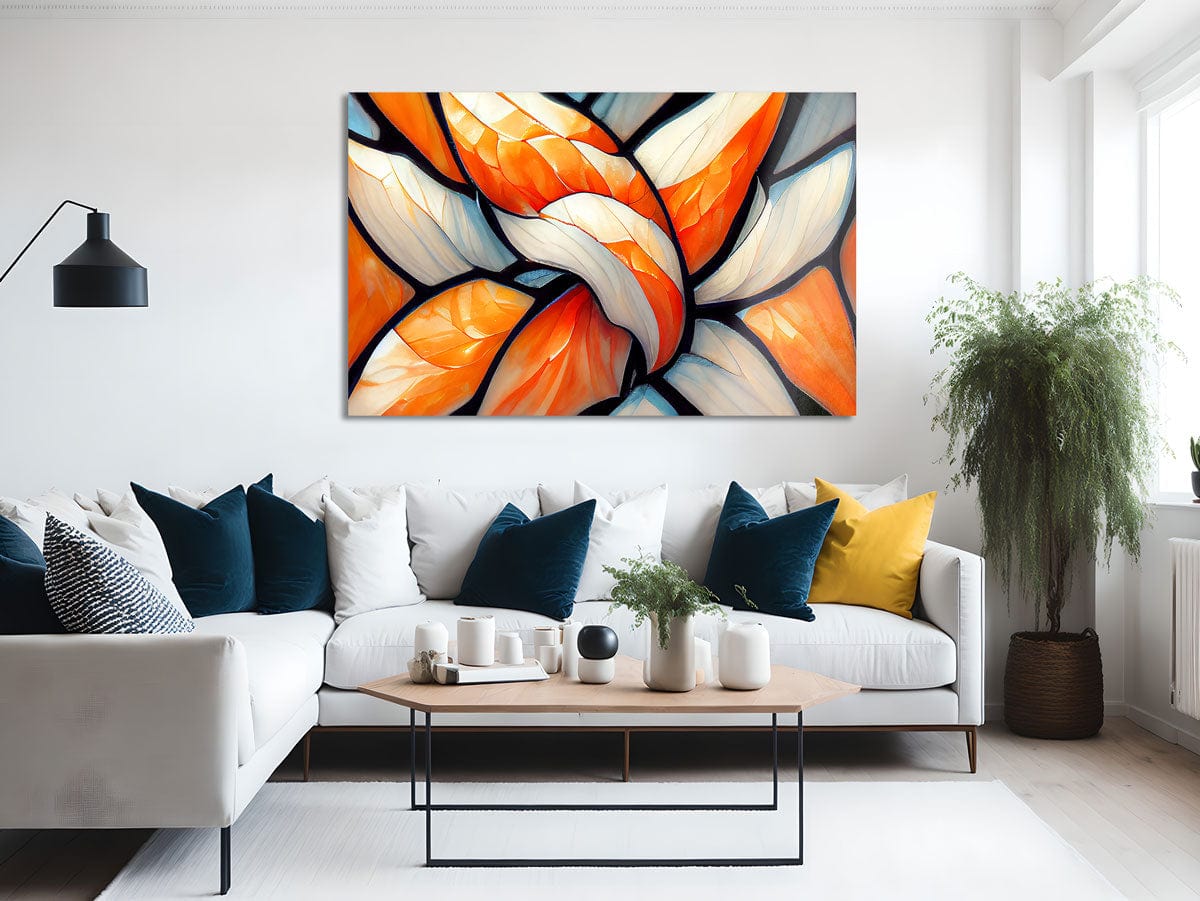 Artronauts Glass Print Orange & White Abstract