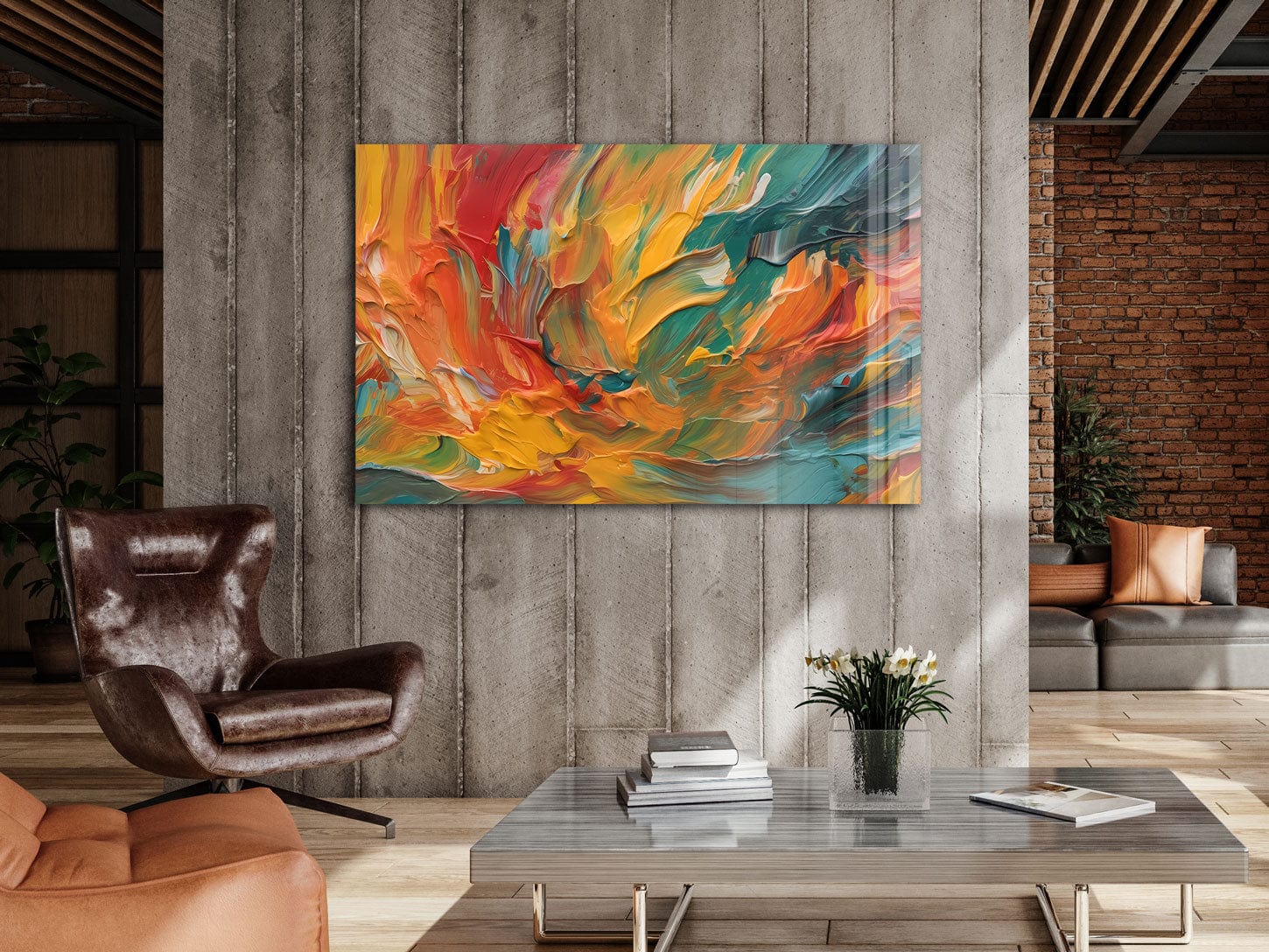 Artronauts Glass Print Orange Abstract