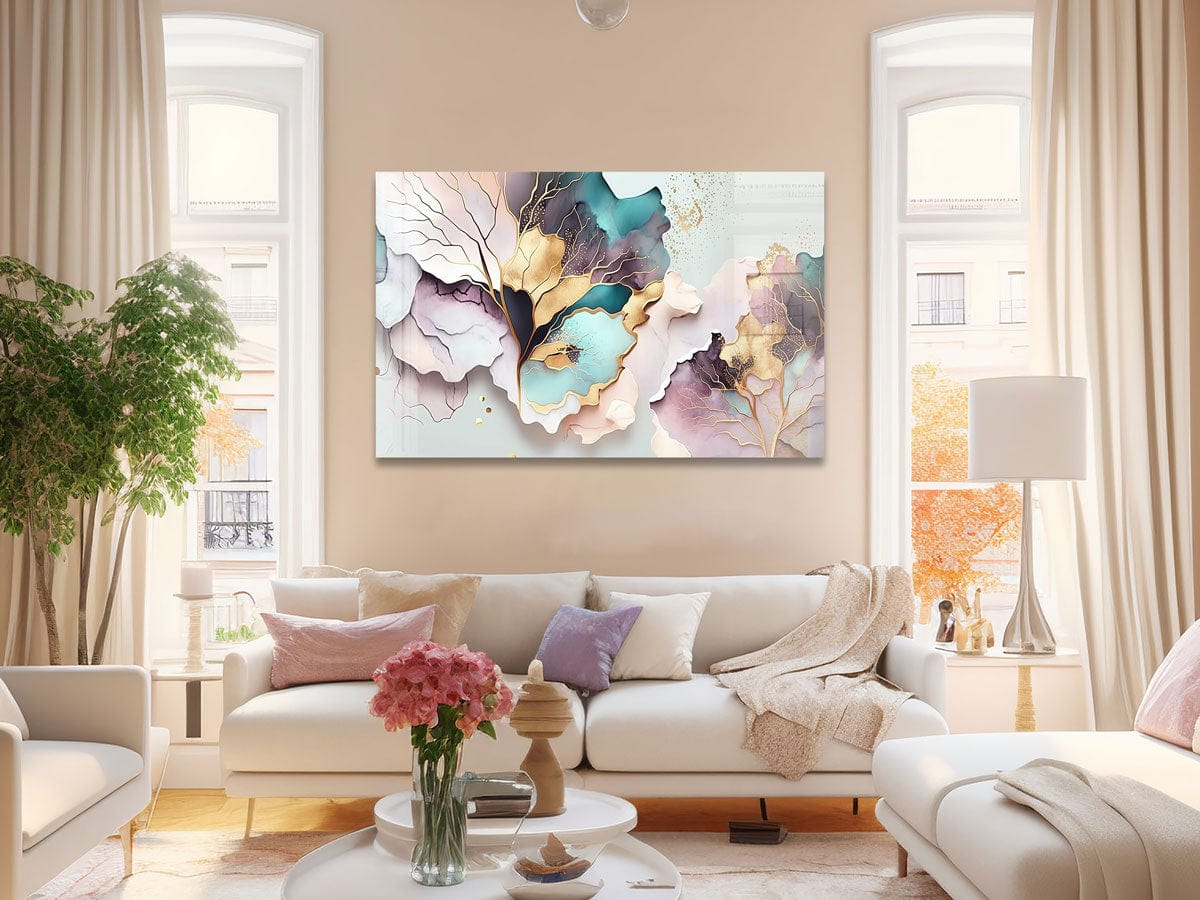 Artronauts Glass Print Pink Leaves Abstract