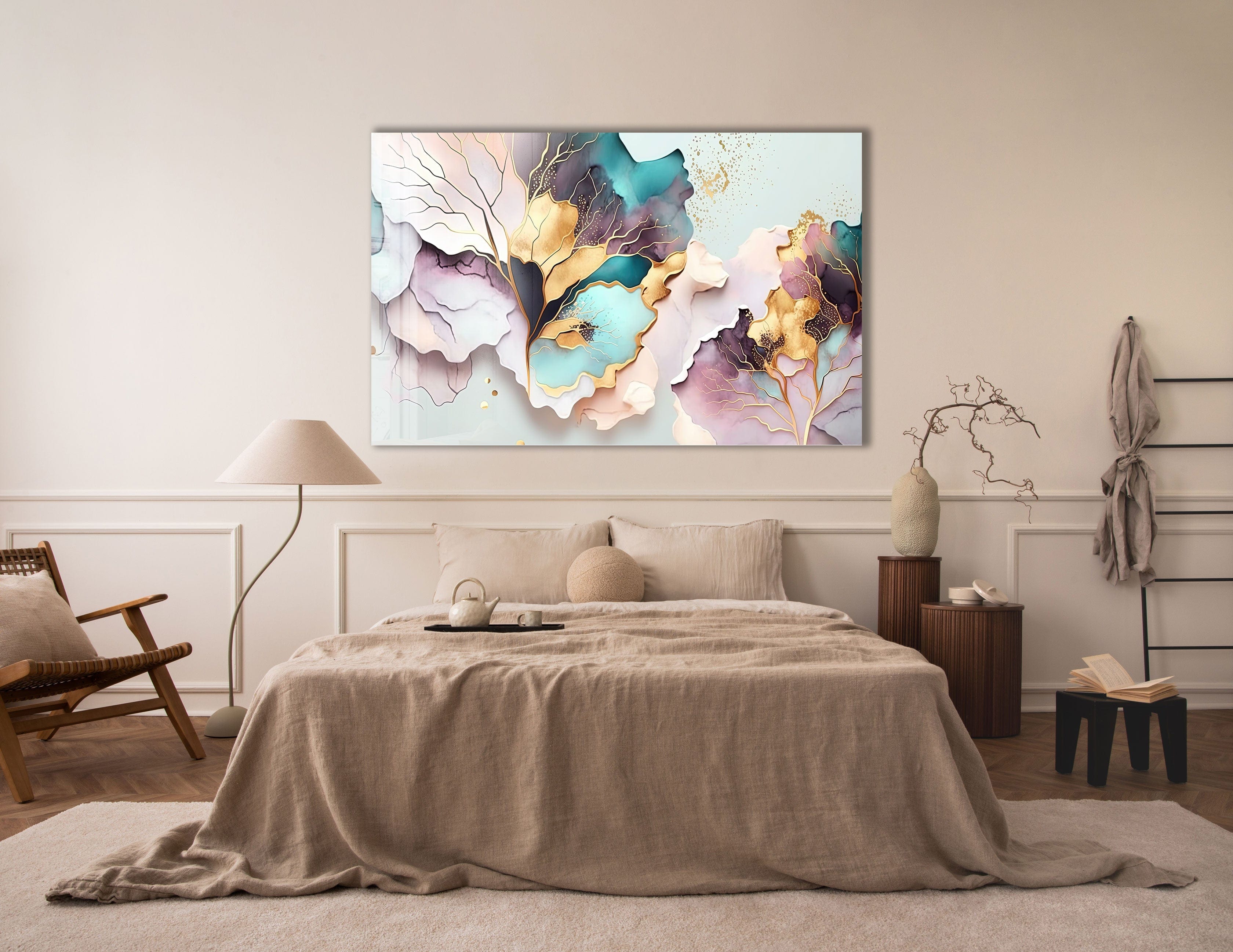 Artronauts Glass Print Pink Leaves Abstract