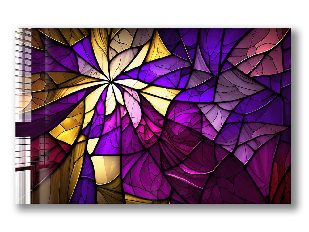 Artronauts Glass Print Purple & Yellow Abstract