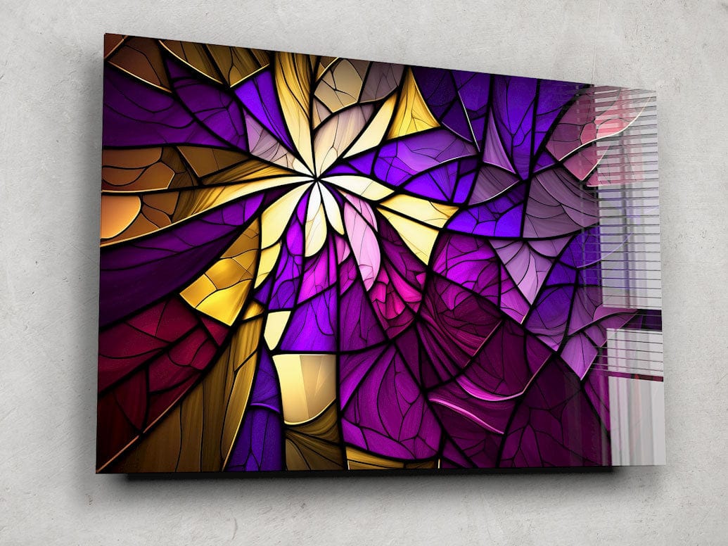 Artronauts Glass Print Purple & Yellow Abstract