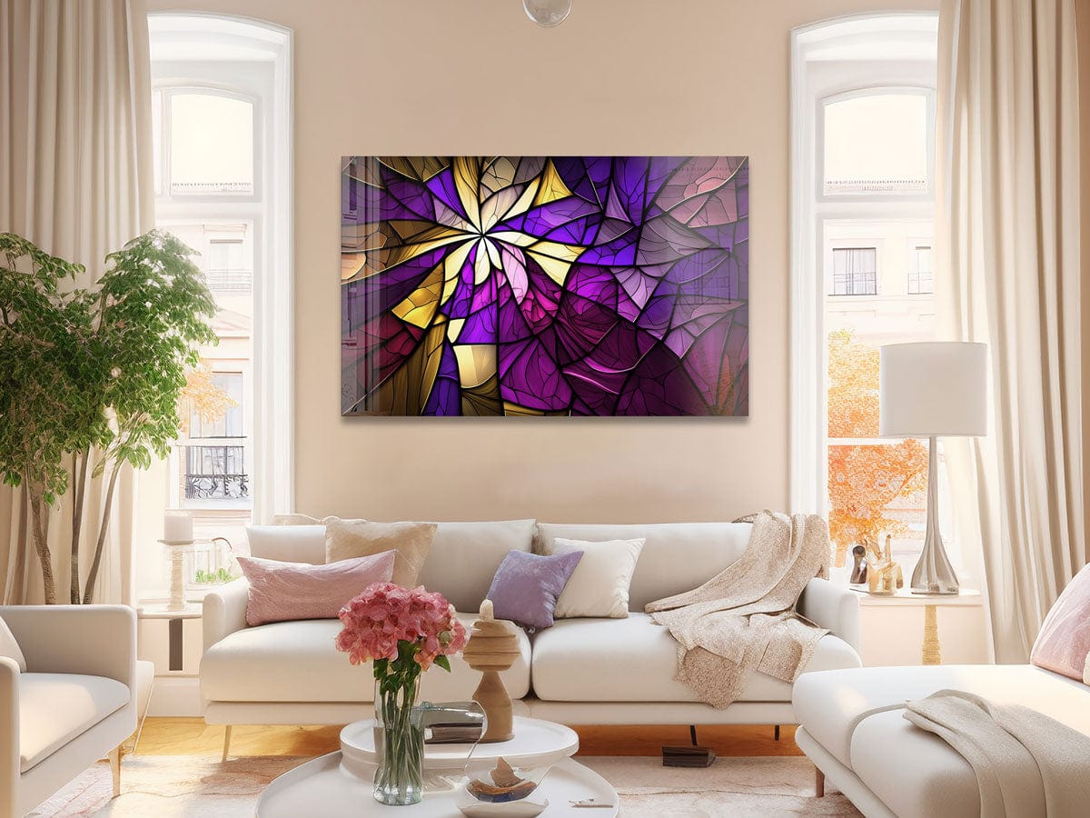 Artronauts Glass Print Purple & Yellow Abstract