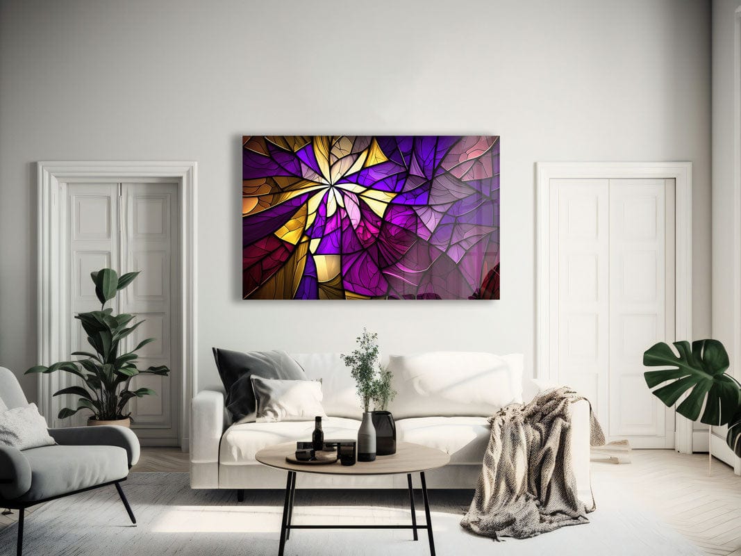 Artronauts Glass Print Purple & Yellow Abstract