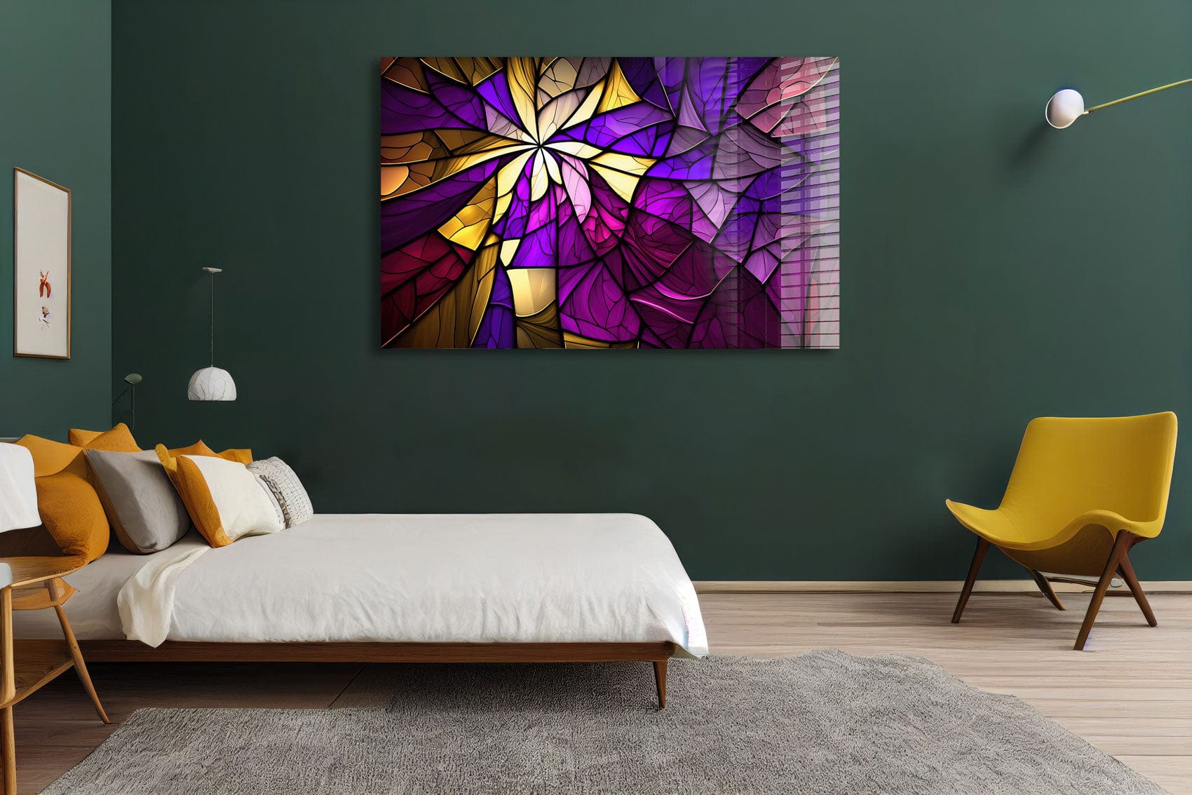 Artronauts Glass Print Purple & Yellow Abstract