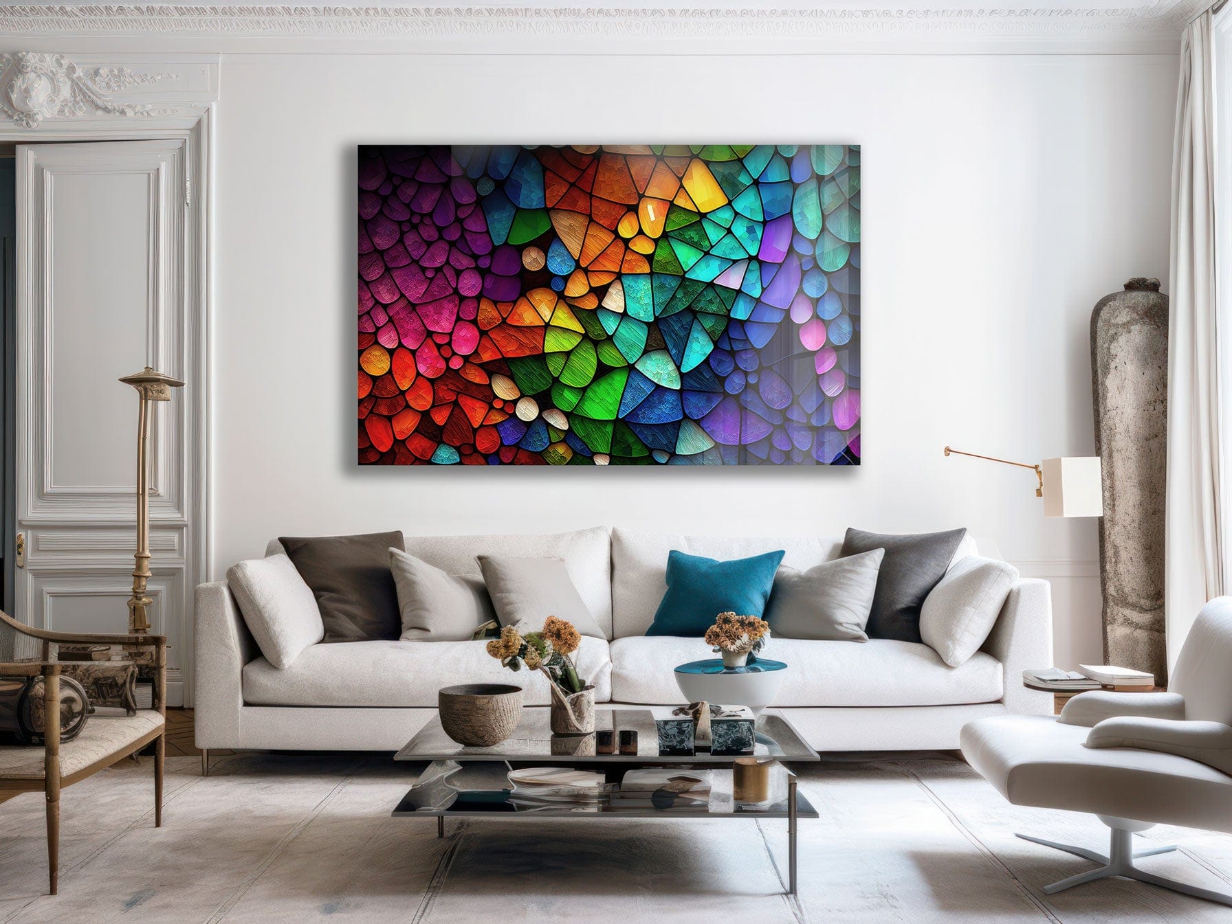 Artronauts Glass Print Rainbow Coloured Stones