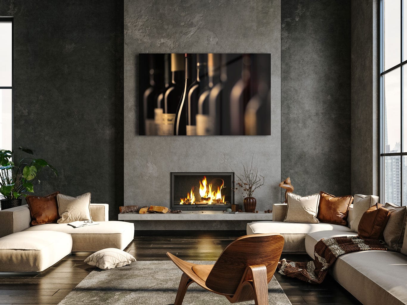 Artronauts Glass Print Red Wine Bottles