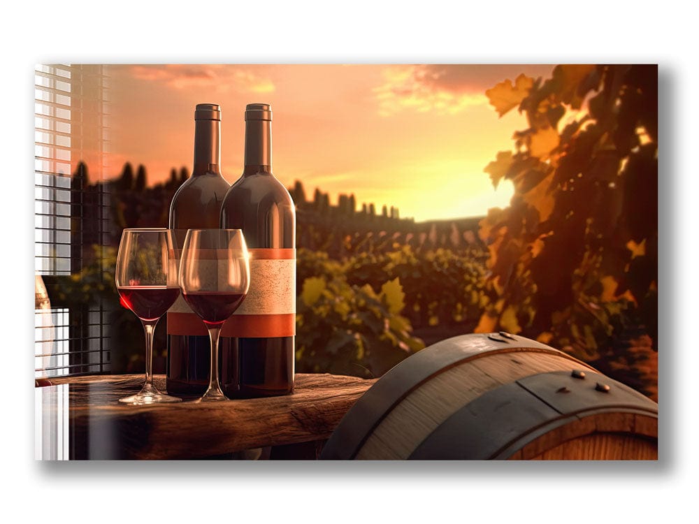 Artronauts Glass Print Red Wine & Sunset