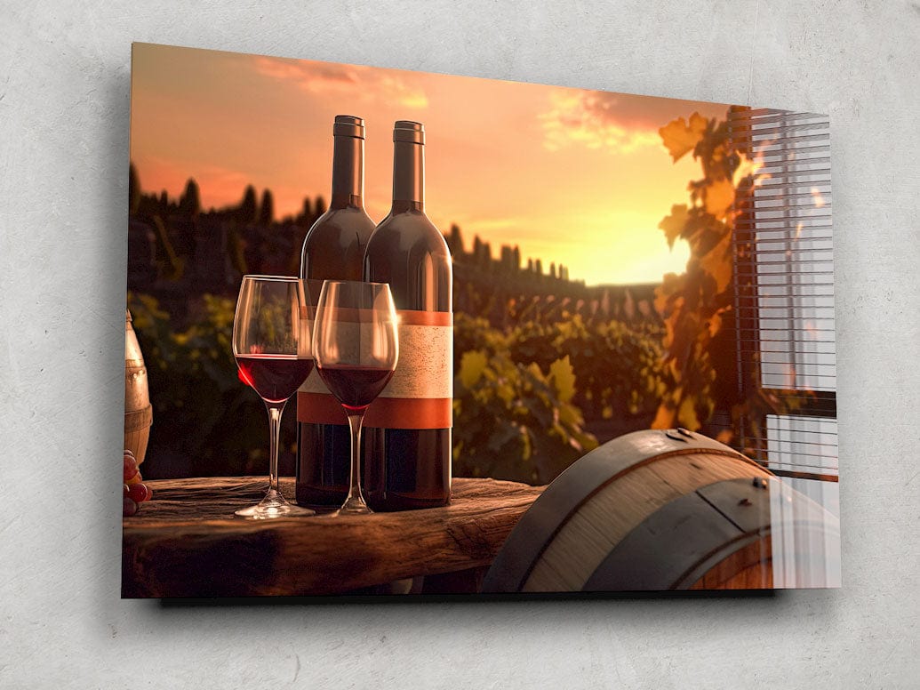 Artronauts Glass Print Red Wine & Sunset