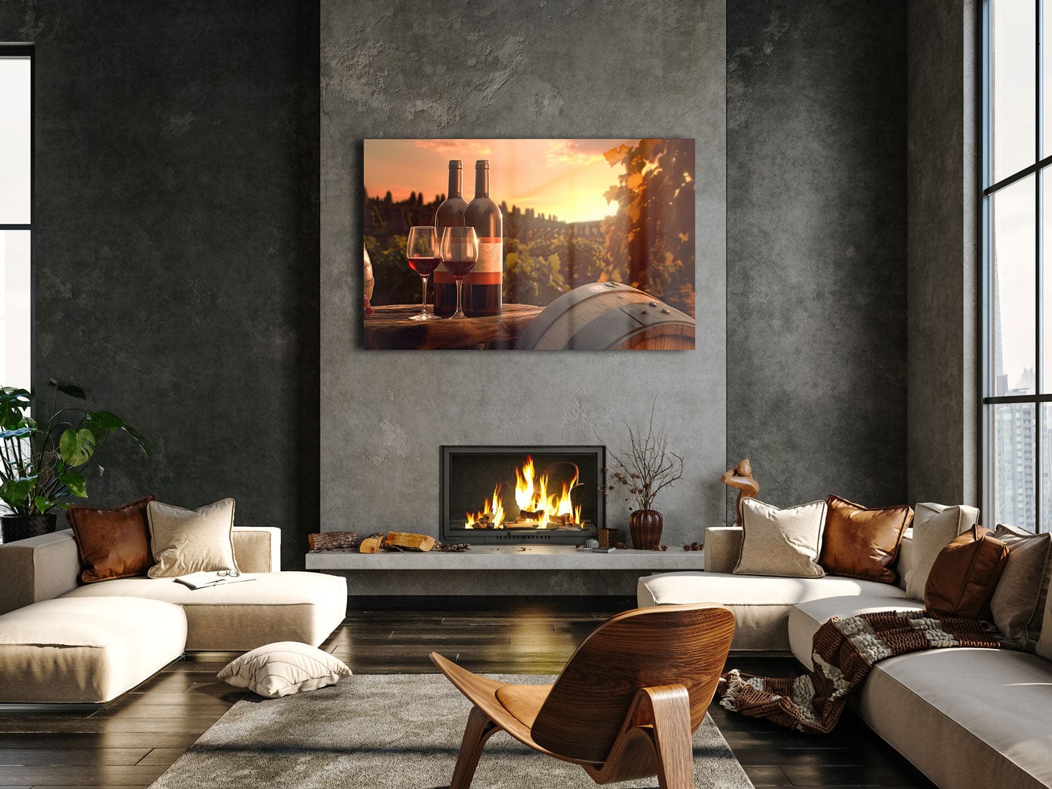 Artronauts Glass Print Red Wine & Sunset