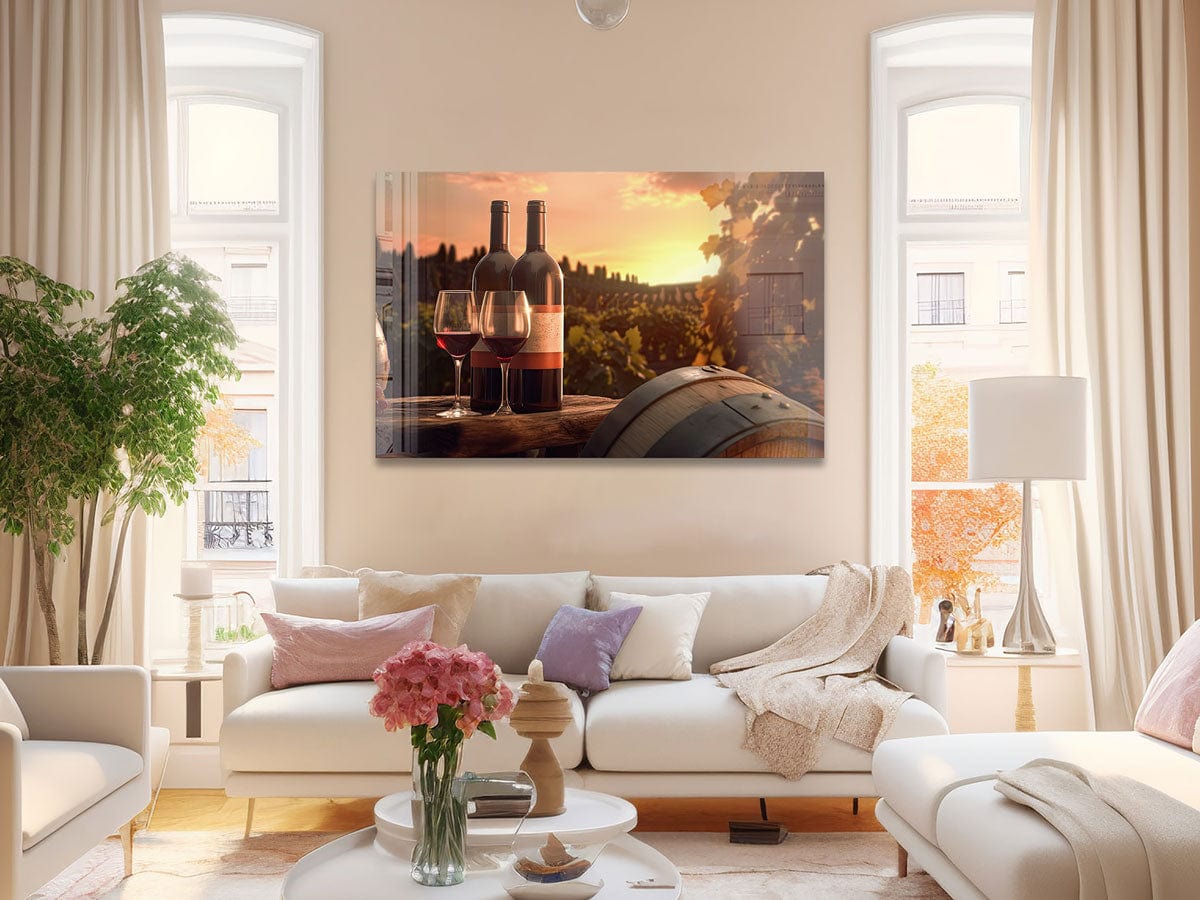 Artronauts Glass Print Red Wine & Sunset