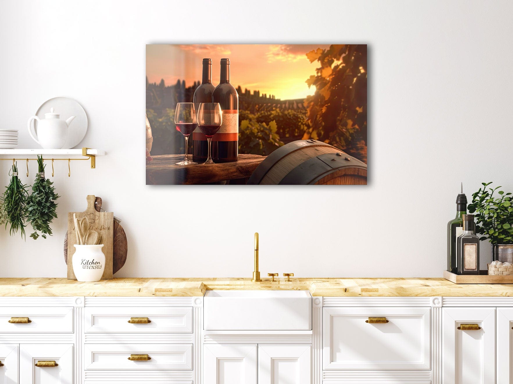 Artronauts Glass Print Red Wine & Sunset