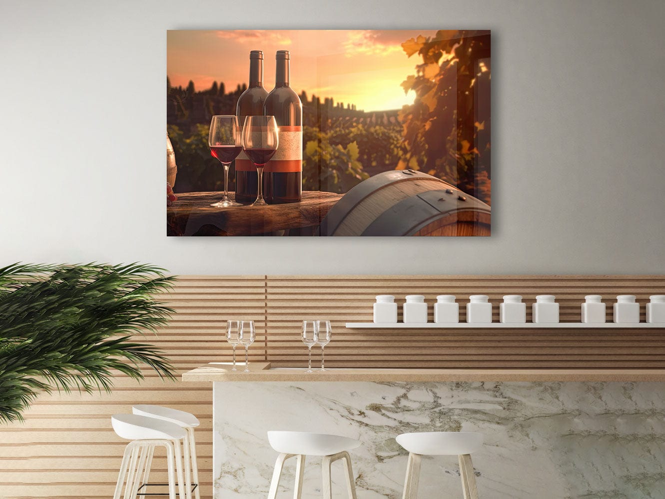 Artronauts Glass Print Red Wine & Sunset