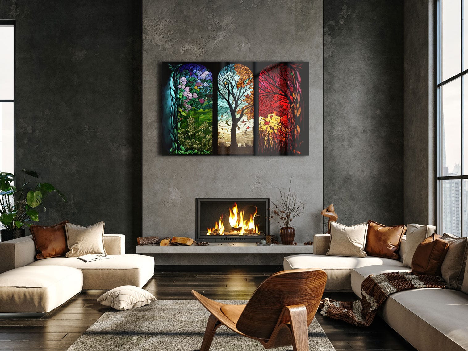 Artronauts Glass Print Seasons Stained Glass Effect