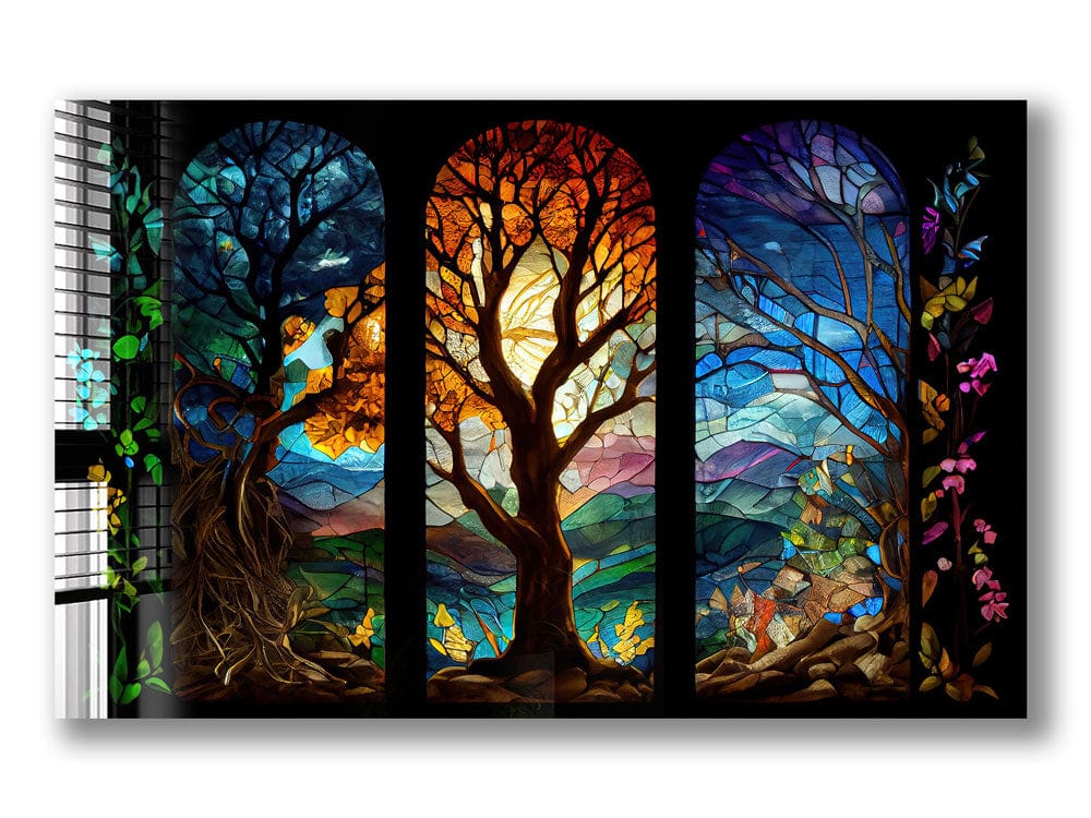 Artronauts Glass Print Magical Forest Stained Glass Effect