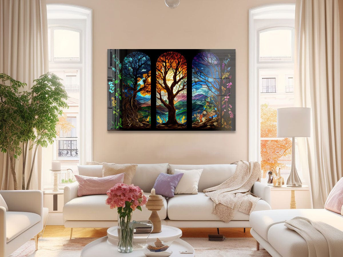 Artronauts Glass Print Magical Forest Stained Glass Effect