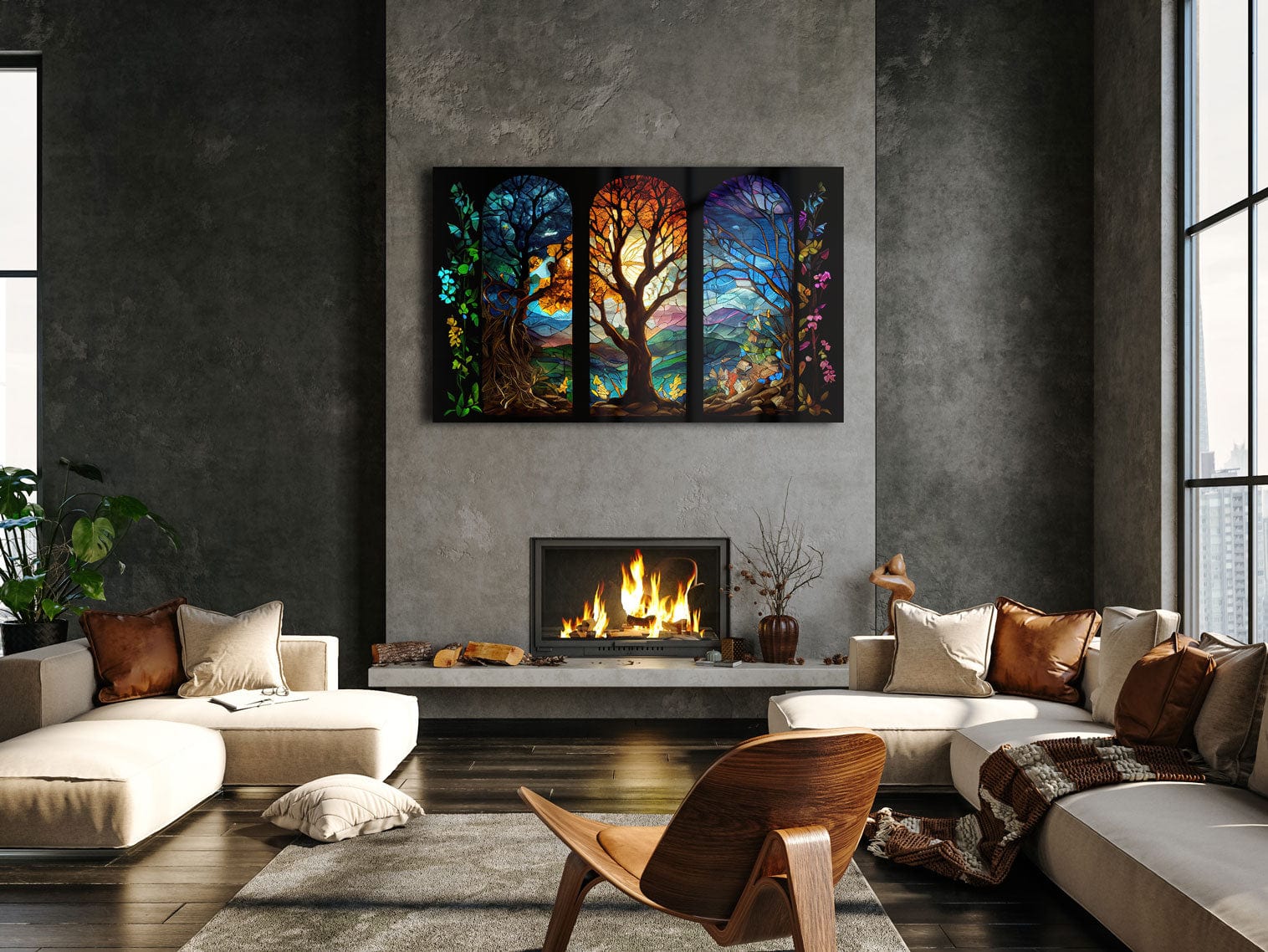 Artronauts Glass Print Magical Forest Stained Glass Effect