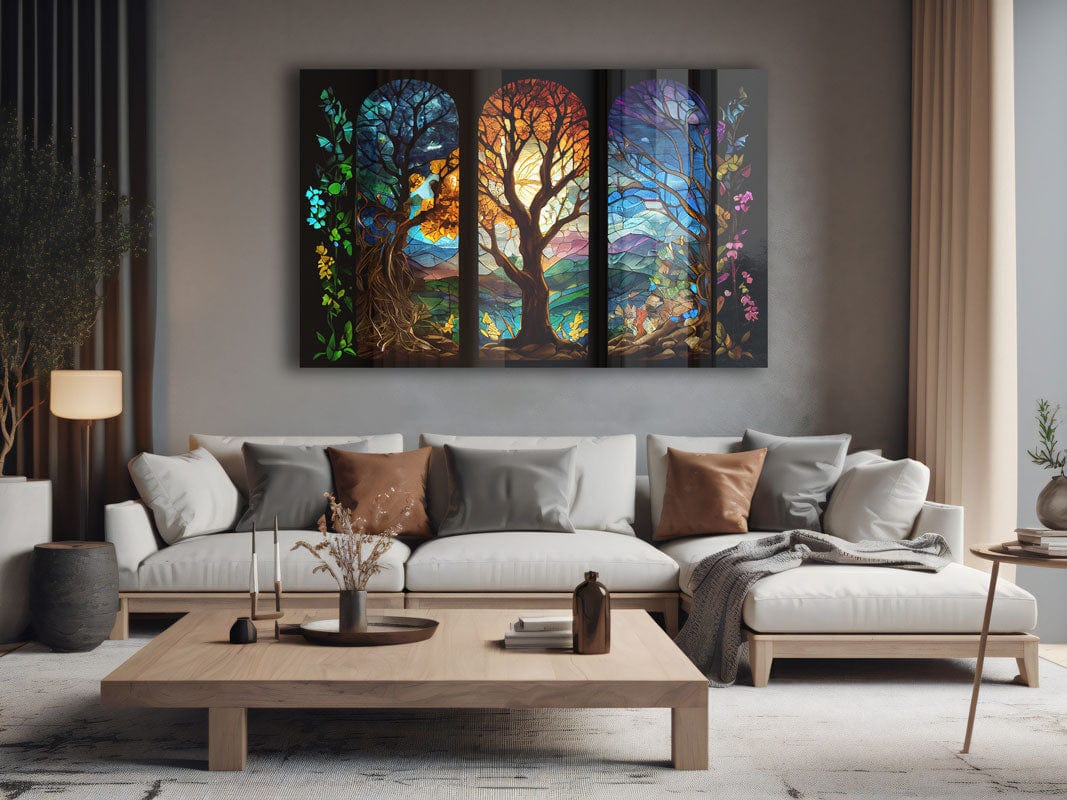 Artronauts Glass Print Magical Forest Stained Glass Effect
