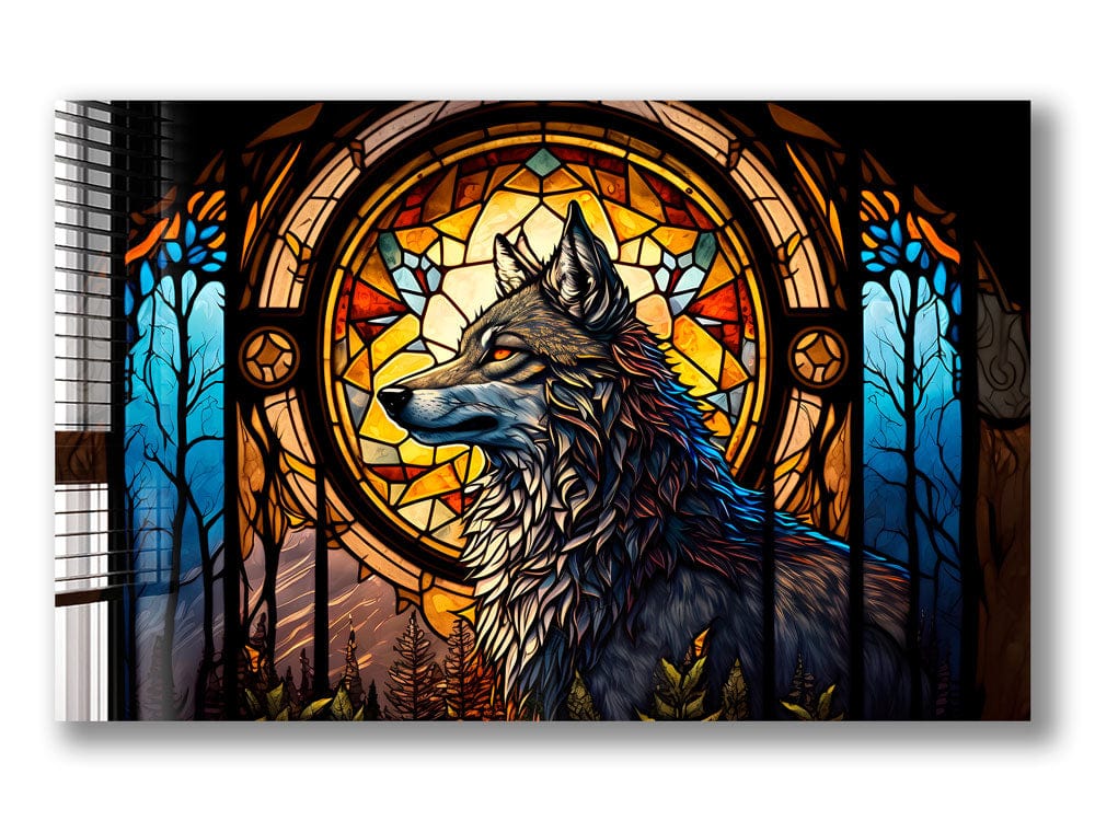 Artronauts Glass Print Wolf Stained Glass Effect
