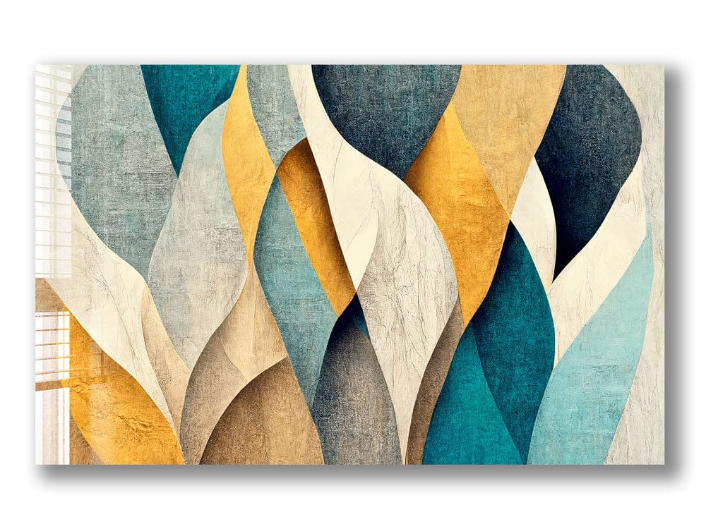 Artronauts Glass Print Blue & Yellow Abstract Patterns - Glass Wall Art