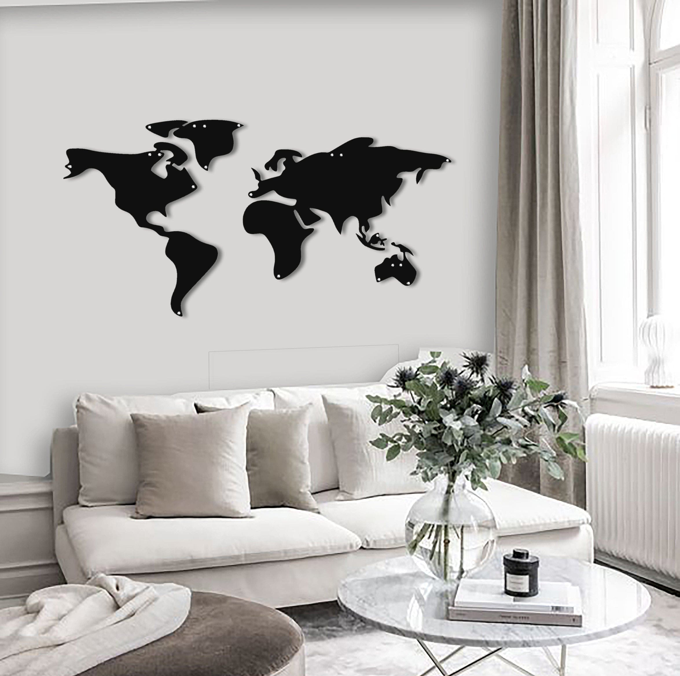 Artronauts Art Metal Wall Art World Map Silhoulette - Metal