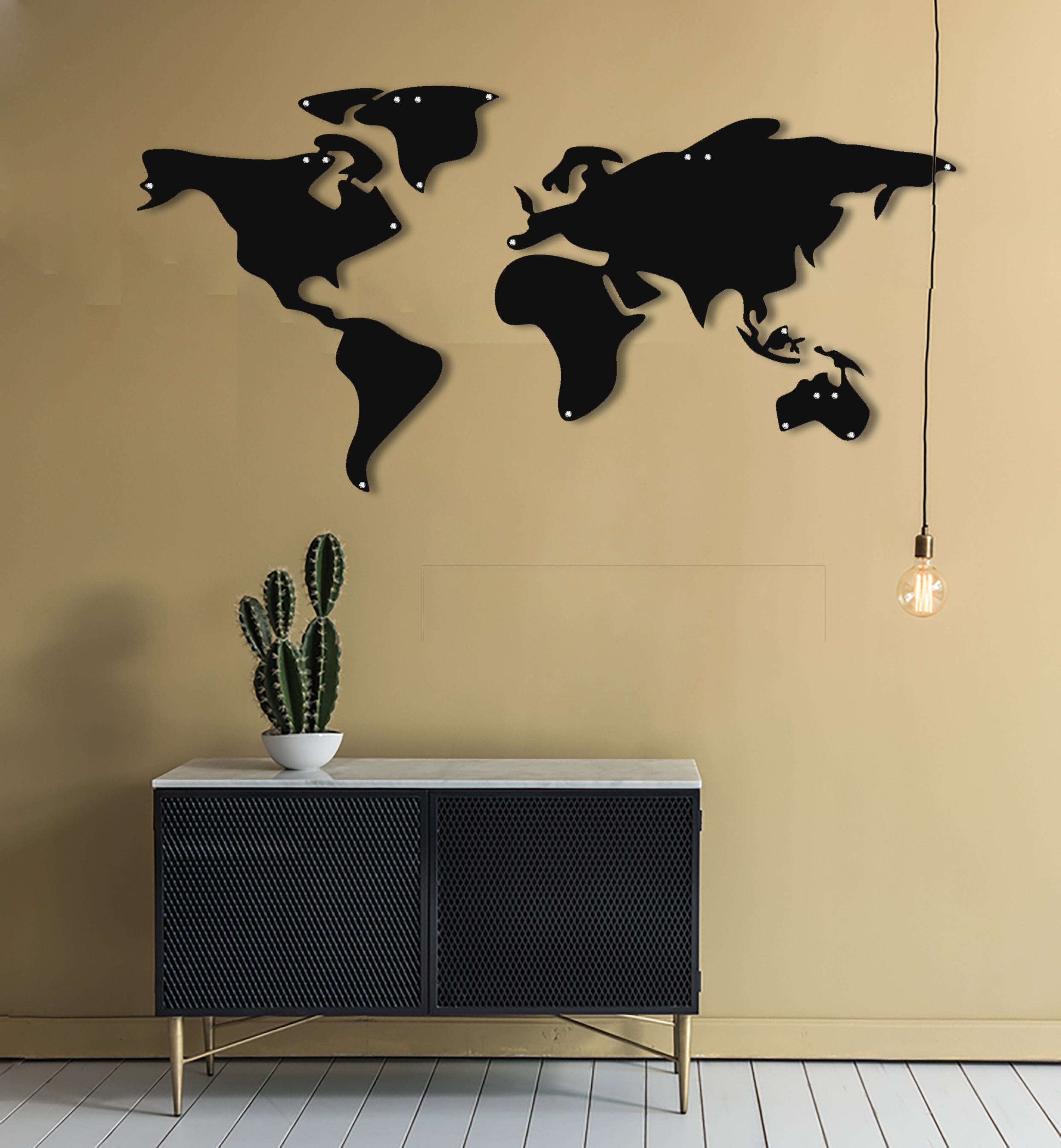 Artronauts Art Metal Wall Art World Map Silhoulette - Metal