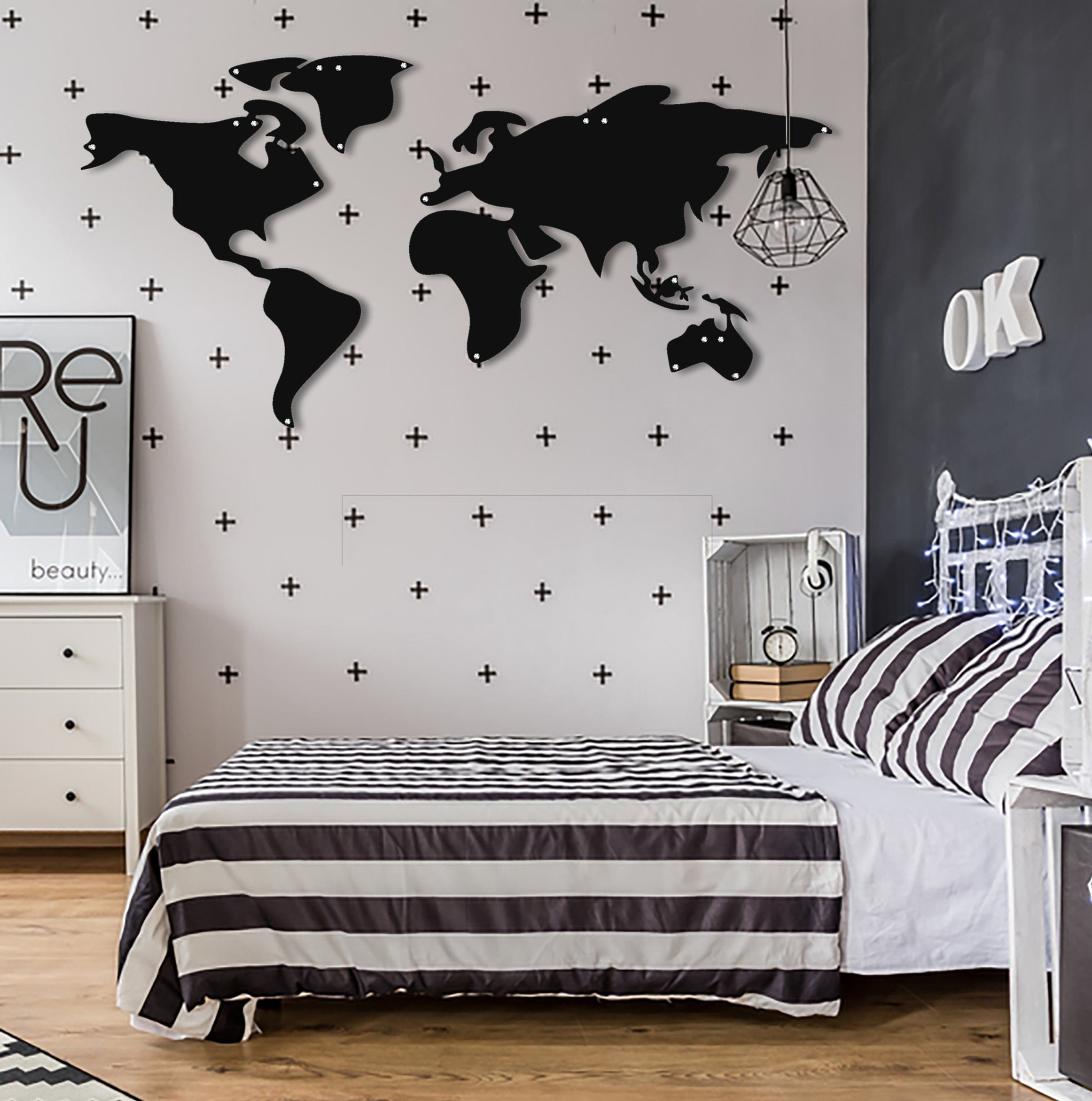 Artronauts Art Metal Wall Art World Map Silhoulette - Metal